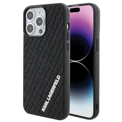Afbeelding van iPhone 15 Pro Max Backcase hoesje Karl Lagerfeld Effen Zwart TPU (Zacht)