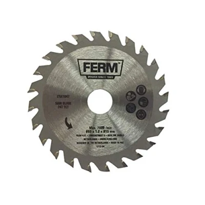 Afbeelding van FERM CSA1047 Precisie cirkelzaagblad 24 tanden TCT 1.3mm Diameter: 85mm Asgat: 15mm Universeel voor zagen van hout plastic Zeer geschikt Mini cirkelzaag CSM1043