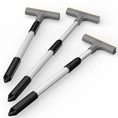 Afbeelding van AUPROTEC IJskrabber met aluminium telescoopstok, traploos verstelbaar, ultra licht, messing schrapper en rubberen lip, grijs
