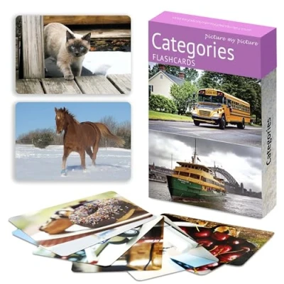 Afbeelding van Picture My Categories Flash Cards 40 Language Development Educational Photo 5 Starter Learning Games Speech Therapy Materials, ESL Materials