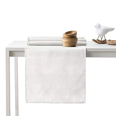 Afbeelding van AmeliaHome Tafelloper 40 x 120 cm, lotuseffect, waterafstotend, slangenhuidpatroon, ecru Vesta
