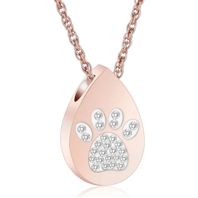 Afbeelding van Luxe Ashanger Hondenpoot Met Ketting Assieraad Rosegoudkleurig As Gedenksieraad Urn Incl. vuller