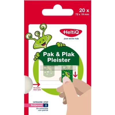 Afbeelding van HeltiQ Pak &amp; Plak pleisters Groen 20 stuks Ophang systeem