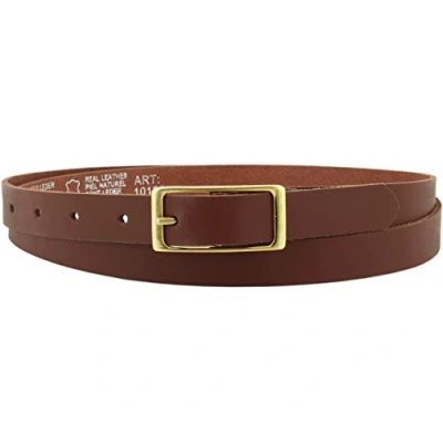 Afbeelding van Vascavi Leren riem voor dames, echt leer, gouden gesp, 2 cm breed, heupriem, jeansriem, casual jeans, smal zakelijk, Made in Germany, lichtbruin, 95 Gesamtlänge 110