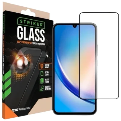 Afbeelding van Striker D3O Xtreme Impact Glass Screen Protector Black Frame Samsung Galaxy A34 5G