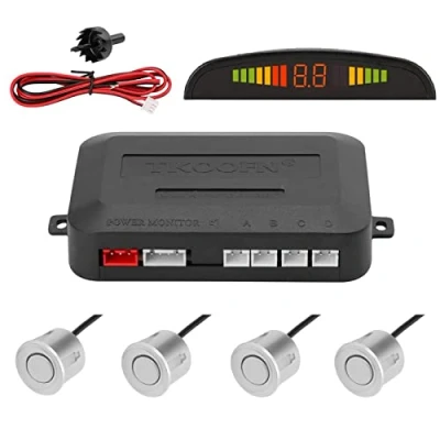 Afbeelding van TKOOFN Radar Kit 4 ZILVER Sensoren Auto Parking Systeem Digitale Parkeren LED Display