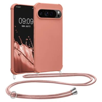 Afbeelding van kwmobile telefoonhoesjegeschikt voor Google Pixel 9 / Pro Hoesje van siliconen met telefoonkoord In parelmoer