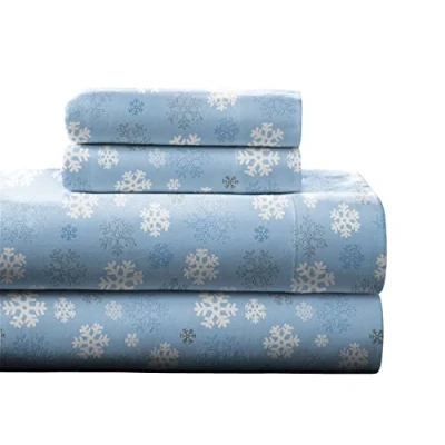Afbeelding van Pointehaven Zwaar gewicht Gedrukte Flanel 100 procent Katoen Sheet Set, Sneeuwvlokken, Koningin