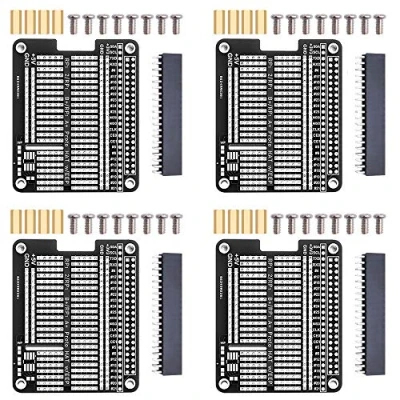 Afbeelding van GeeekPi 4x Prototype Breakout DIY Breadboard PCB Shield Board Kit voor Raspberry Pi 4B &amp; 3 2 B+A+ (zwart)