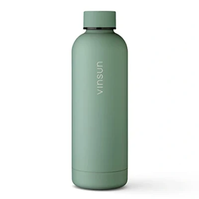 Afbeelding van Vinsun Thermosfles 500ml groen Drinkfles Roestvrij Staal geïsoleerd, lekvrij, BPA vrij Isoleerfles voor onderweg, school, universiteit, fiets, kantoor, wandelen