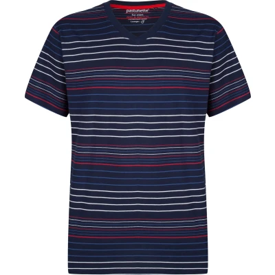 Afbeelding van Pastunette for men gestreepte pyjamatop marine/wit/rood