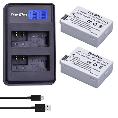 Afbeelding van DuraPro 2 stuks LP E8 batterij + LED USB dual lader voor Canon E8; EOS 550D, 700D, 600D, 650D, Rebel T2i T3i T4i T5i, Kiss X4 X5 X6i X7i DSLR camera&#039;s