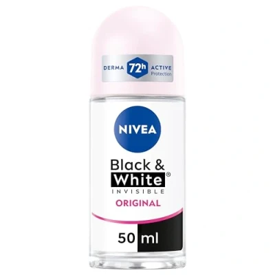 Afbeelding van Nivea Black &amp; White Onvisible Original Deo Roll On, 6 stuks (6 x 50 ml), anti transpirant, parfum, reguleert het ademend vermogen