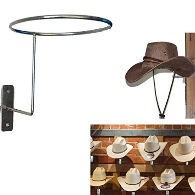 Afbeelding van AUXPhome Wandgemonteerde zilveren metalen hoed en pruik display rekken/cowboy rek cowboy houder coyboy organizer/cowgirl stro cap opslag droger stand organisator