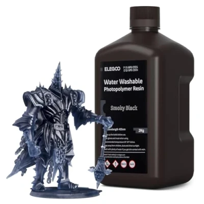 Afbeelding van ELEGOO Kunsthars, waterbestendig, rookzwart, 2 kg, uv hars, 405 nm, snelle uitharding, fotopolymeerhars, voor 3D/LCD/DPL printer