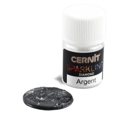 Afbeelding van Cernit CE6120005080C Doos pigmentpoeder 5 g, Sparkling Diamond, geschikt voor boetseerklei (polymeer) en epoxyhars, ideaal schilderen, doe het zelf knutselprojecten, zilver, extra glanzend,