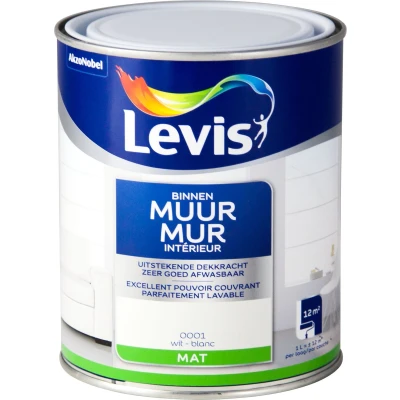 Afbeelding van Levis Muur Binnen Mat Wit 1L