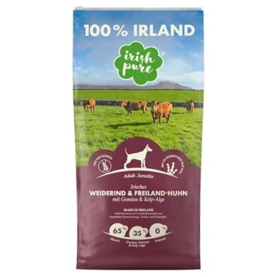 Afbeelding van Irish Pure Droogvoer voor volwassenen, 12 kg, kip met kelp alg, hoog vleesgehalte, graanvrij, gevoelig, hondendroogvoer, hondenvoer alle rassen