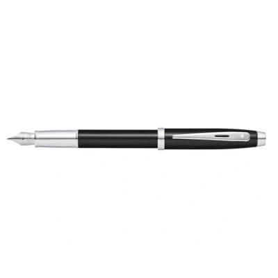 Afbeelding van Sheaffer vulpen 100 E9338 M Glossy black lacquer chrome plated SF E0933853