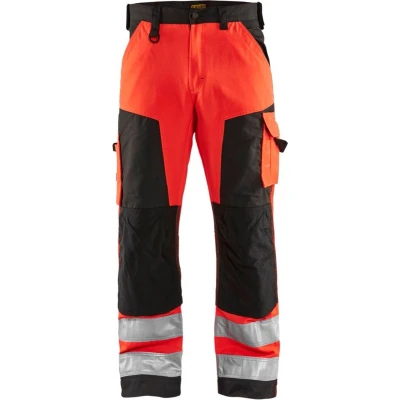 Afbeelding van Blaklader Werkbroek High Vis zonder spijkerzakken 1566 1811 Rood/Zwart C50