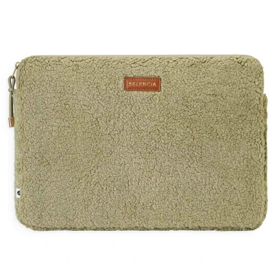 Afbeelding van Selencia Teddy Laptop Hoes Laptopsleeve 16 Inch / 15 15.6 Sage Green Groen