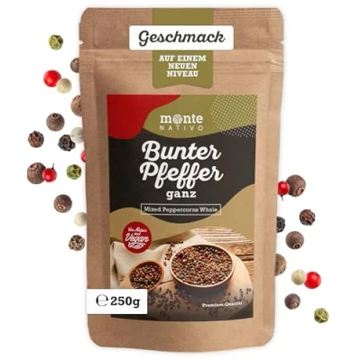 Afbeelding van Gemengde Peper Monte Nativo (250g) Mix van zwarte Peperkorrels, witte, roze en groene Peperkorrels voor Vulling Molen Hele perfect Koken