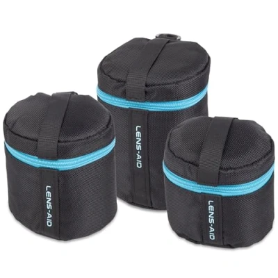 Afbeelding van LENS AID Lenszak dik gevoerd: lenshoes met ritssluiting en riemgesp, zwart, 3er Set (XXS,XS,S)