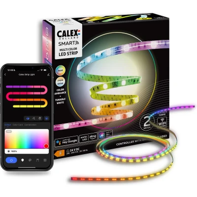 Afbeelding van Calex Smart LED Strip 2M, Slimme Lichtstrip, RGBIC+CCT, App bedienbaar, Binnengebruik, 12W