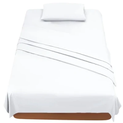 Afbeelding van FARFALLAROSSA Beddengoed voor Frans bed 120 3 delige beddengoedset van microvezel Hoeslakens toplaken 1 kussensloop 50 x 80 cm 190/200 wit