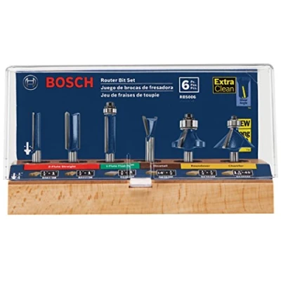 Afbeelding van Bosch RA1125 sjabloongeleidingsset voor frezen, 7 delig 6 stuks freesbitset.