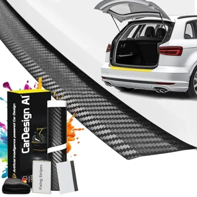 Afbeelding van CarDesign AI Bumperbescherming geschikt voor VW T ROC 2017 2026 (5 deurs, compacte SUV): complete set met precies passende lakbeschermingsfolie, krasbescherming kofferbak/bumper auto (carbon