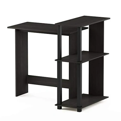 Afbeelding van Furinno Abbott bureau met boekenkast, hout, espresso/zwart, 59,99 x 84,99 cm