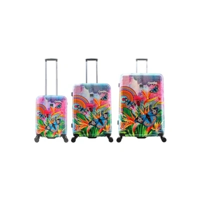Afbeelding van Saxoline Kofferset 3 Delig Reiskoffer Set Harde Trolleyset Butterfly Nature