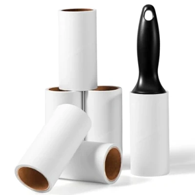 Afbeelding van Vinabo pluisroller, Pluisrol, Kledingkleefroller, Dierenhaarroller, 6 Rollen + 1 Handvat, 360 Vellen Zeer Kleverige Lint Roller, Dierenhaarverwijderingsborstel Voor Dierenhaar, Haar en Kleding