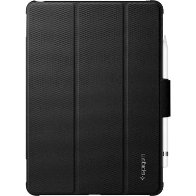 Afbeelding van Apple iPad 10.2 (2021) Hoes: Spigen Rugged Armor Pro Bookcase Shockproof/Valbescherming Zwart Kunstleder Tablet Hoezen