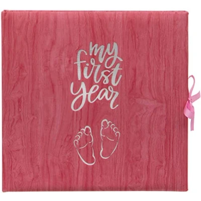 Afbeelding van Baby&#039;s My First Year Record Log Book ter herdenking van de geboorte door hun eerste jaar op aarde Roze