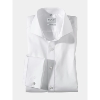 Afbeelding van OLYMP Level Five Shirt Extra Lange Mouwen Wit Body Fit Dubbelman maat 38 Heren Overhemden Formeel Effen met