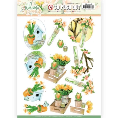 Afbeelding van Orange Tulips Welcome Spring 3D Push Out Sheet