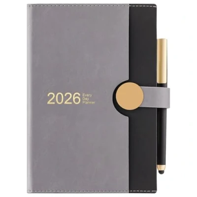 Afbeelding van Academisch dagboek 2026 A5 pagina per dag, van januari tot december 2026, 12 maanden dagelijkse planner, hardcover met pen (zwart)