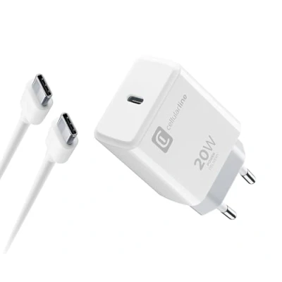 Afbeelding van Cellularline Kit Oplader 20w + Usb c lightning kabel 1 M Thuislader