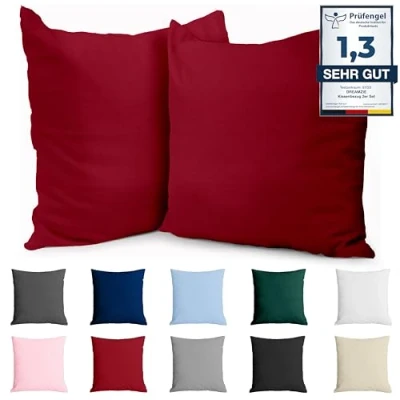 Afbeelding van kussensloop 60x60 versterkte katoen (set van 2) Bordeaux strak weven 57 schroefdraden/cm² 60 x cm gecertificeerde oeko tex