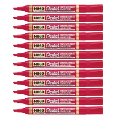 Afbeelding van Pentel permanente marker N860 B, rood 12 stuks