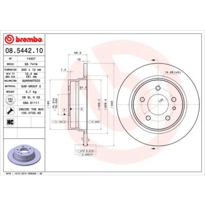 Afbeelding van Brembo Remschijf 08.5442.10