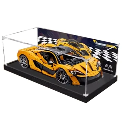 Afbeelding van Vitrinekast van acryl, compatibel met Lego 42172 raceauto, bescherming, stofdichte vitrine, cadeaumodel, transparant, (alleen vitrine) (achtergrond)