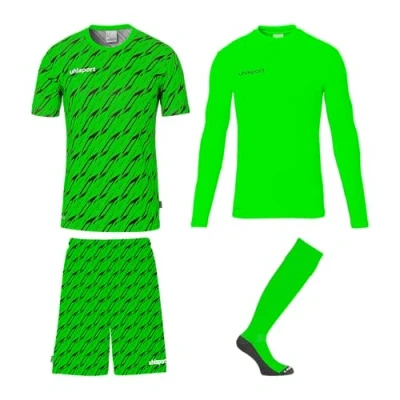 Afbeelding van uhlsport Voetbal Unisex keepersset Progressieve Jersey set Complete bestaande uit shirt, basislaag, shorts en sokken voor kinderen volwassenen