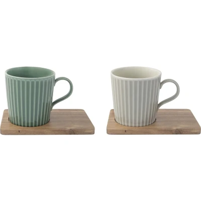 Afbeelding van set/2 beker 38 cl + schotel acacia TBR4