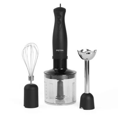 Afbeelding van Petra PT2827BMBLKVDE 3 in 1 blender BPA vrij, inclusief opzetstukken en beker van 700 ml, 350 W, zwart