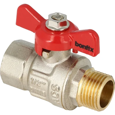 Afbeelding van Bonfix Kogelkraan Rode vlindergreep bediening 1/2&quot;x1/2&quot; PN40