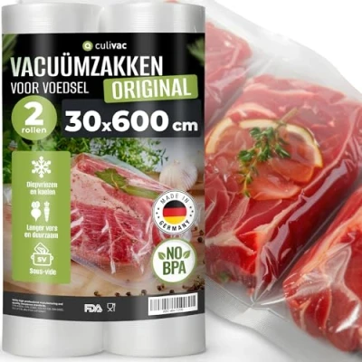 Afbeelding van culivac 2 vacuümrollen 30x600cm groot premium kwaliteit folie zak vacuümzak voor alle , vacuüm en sealmachines, kies breedte “Original, sous vide Made in Germany