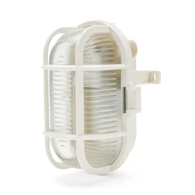 Afbeelding van Velamp TURTLE B Ovale Wandlamp in Kunststof + Glas. E27 Fitting, Max 60W Wit